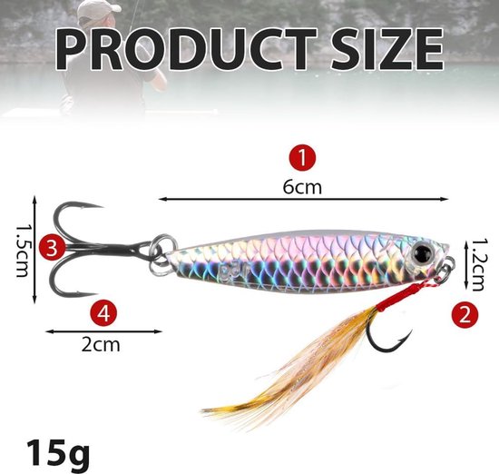 Mackerel Aas voor Zeevissen, Spinners met Veertjes, Vissen Lures voor Makreel, Baars en Forel Vissen met Driehaaksystemen — afbeelding 5