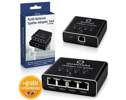 Quantara Internet Splitter 1 op 4 - Netwerk Switch - Gigabit 1000 Mbps - incl. CAT6 kabel - Ethernet splitter - RJ45, CAT5 t/m CAT8 - Netwerk Splitter