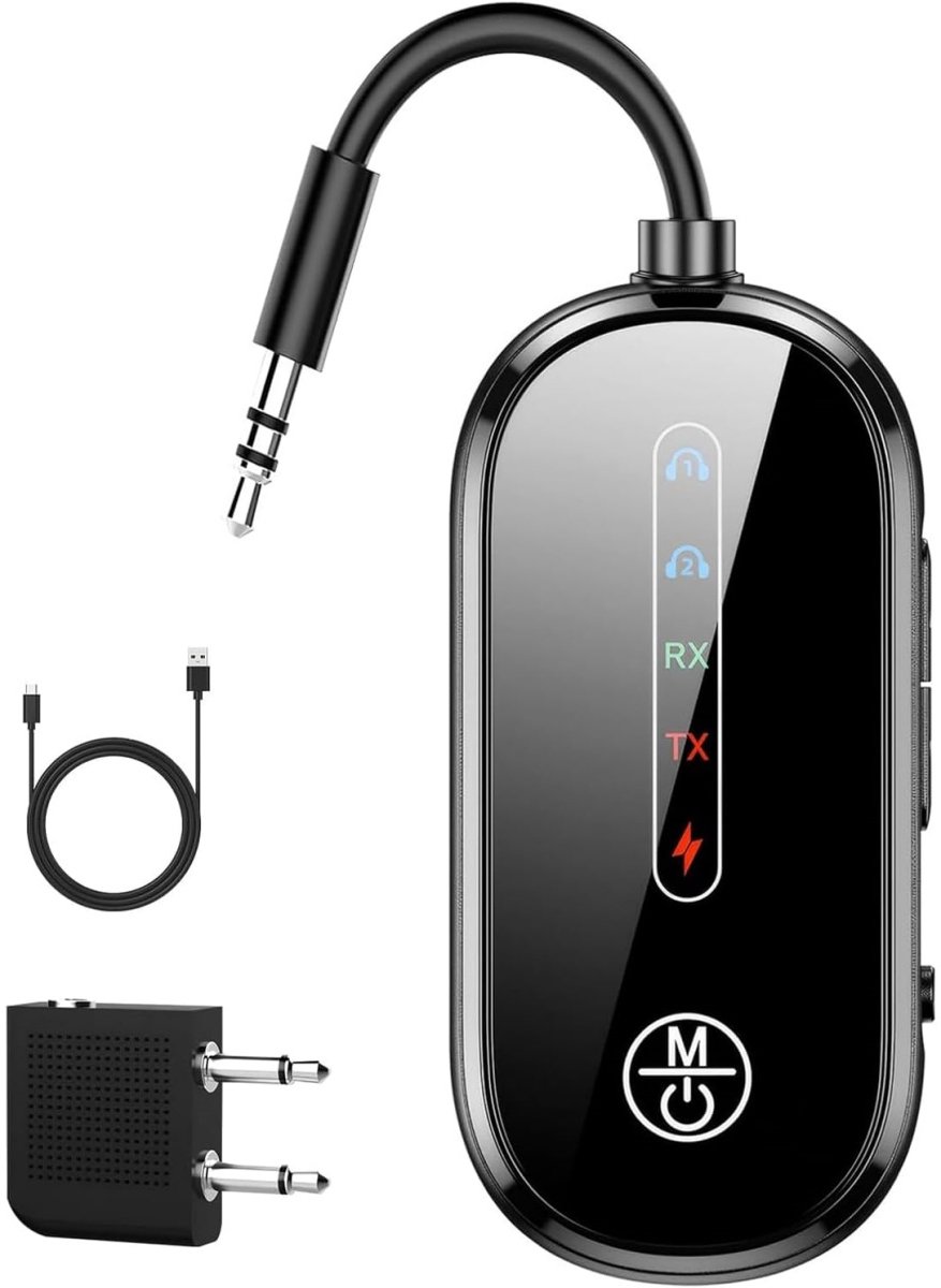 longziming -Bluetooth 5.4 Transmitter en Receiver 2-in-1 - Bluetooth Zender Ontvanger met 3,5 mm AUX - Audio Adapter voor TV, Auto en Vliegtuig - Dubbele Verbinding - Handsfree Bellen - USB-C - 10 m Bereik