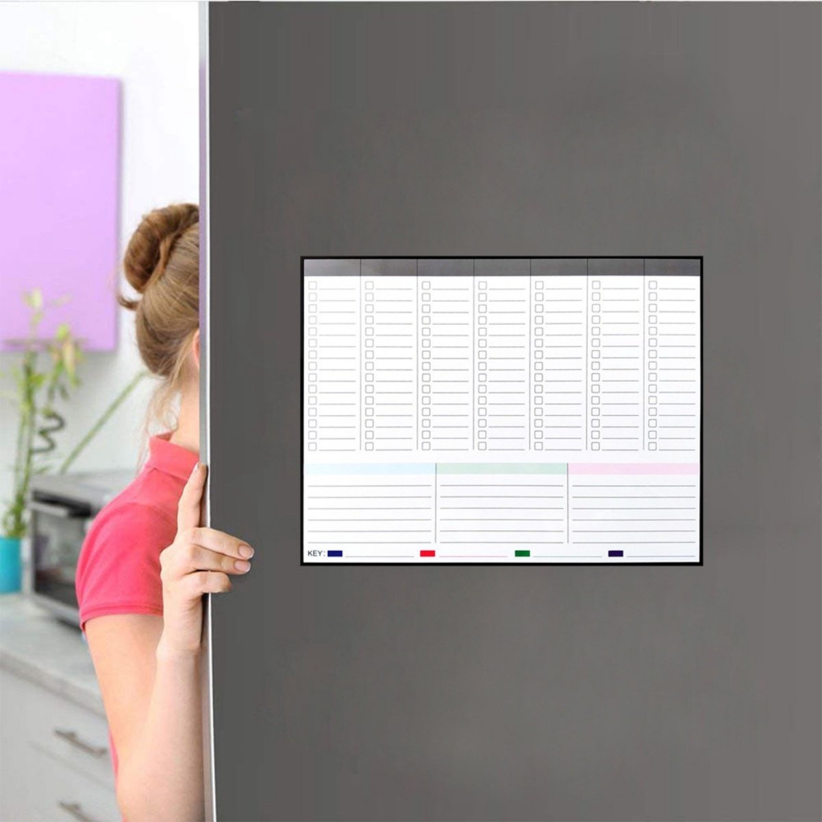 Magnetisch Whiteboard – Weekplanner – 43x33 cm – Voor Koelkast – Uitwisbaar – Met Stiften & Gum — cadeau in Kalenders & Planners - foto 6