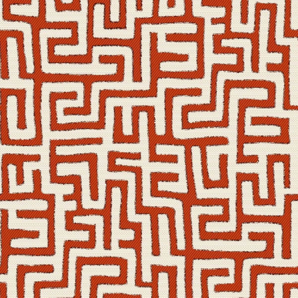 Mörgenn Poef Maze Terra - Ronde Poef en Voetenbank - Jacquard Labyrint - 40x40x50 cm