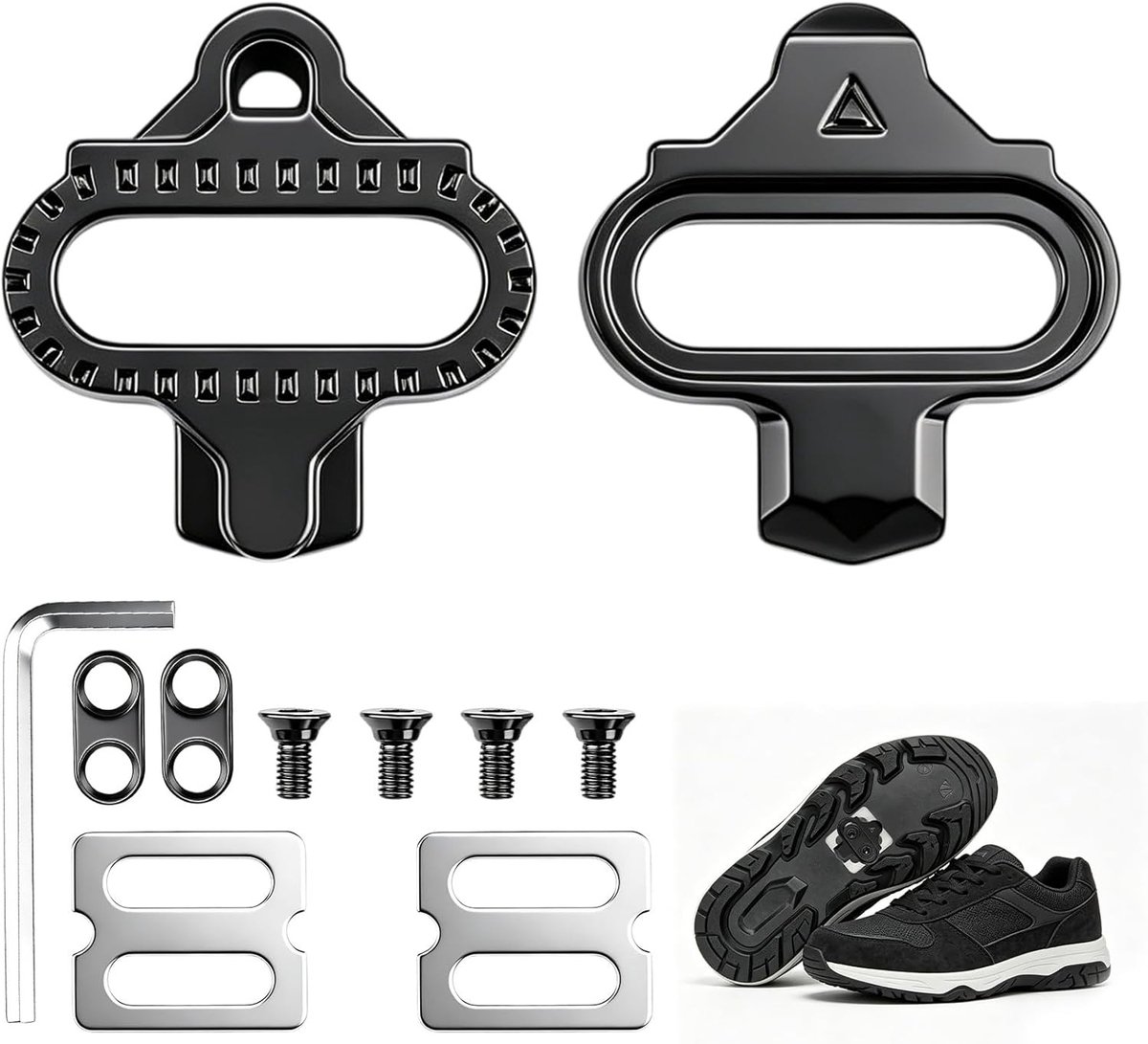 SPD Cleats voor Shimano 2-gaats pedalen, SH51 12° Float of SH56 Multi-Release, antislip Cleat-Plates met schroeven, geschikt voor fietsschoenen en mountainbikes