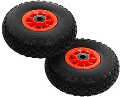 Steekwagenwiel Set - Reservewielen - Lasten Vervoeren - Lekvrije Banden - 2 stuks - Zwart Rood