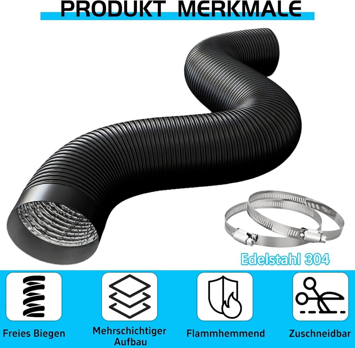 Afvoerslang airco - Transparant - Diameter 150 mm, Lengte 2 m - Flexibel PVC en Aluminiumfolie - Voor Mobiele Airconditioning