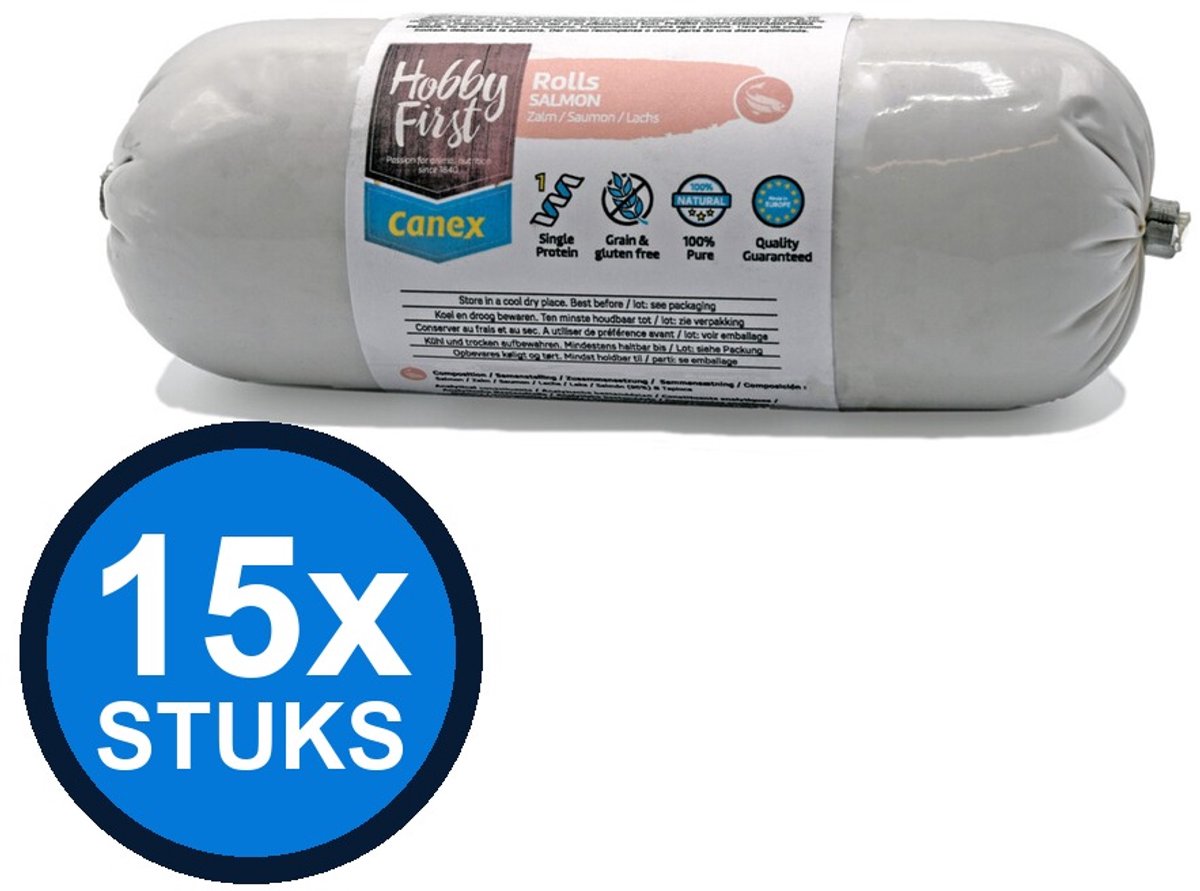 12x Hobby First Canex high protein roll salmon 400gr
