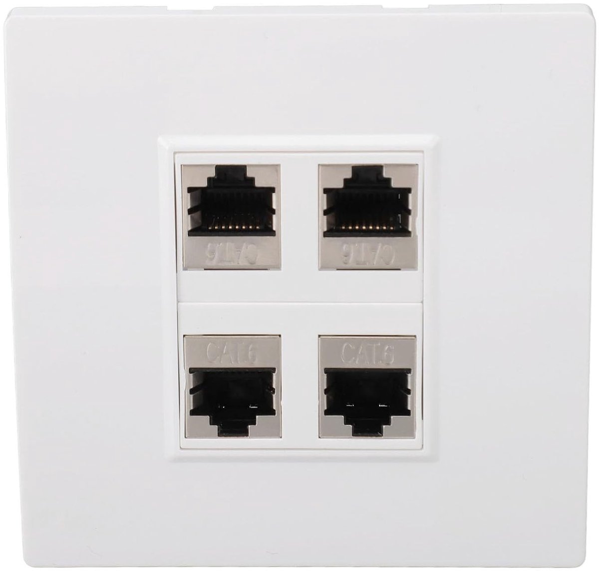 Ethernet Wandcontactdoos 4 Poorten voor Netwerkkabels - Geschikt voor CAT5, CAT5E, CAT6 en CAT6A