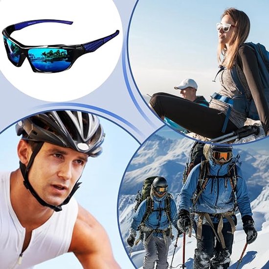 Gepolariseerde zonnebril Geschikt voor heren, stijlvolle zonnebril, volledige bescherming, comfortabel om te dragen, herenzonnebril, outdoor sportbril, Geschikt voor autorijden, vissen, hardlopen, fietsen (blauw). — afbeelding 4