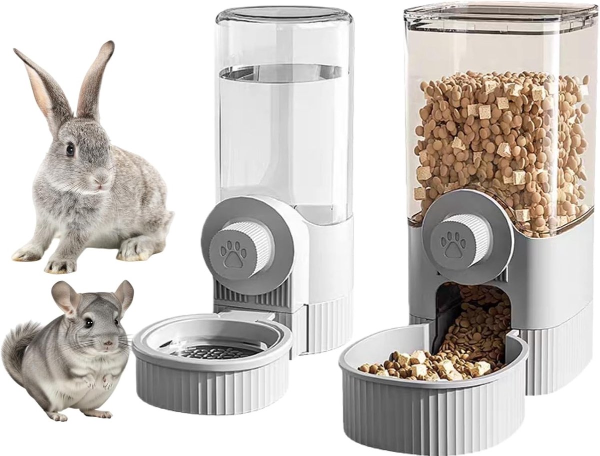 Automatische drinkautomaat voor konijnen en knaagdieren, hangvoerbak voor optimale voeding
