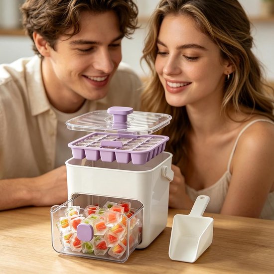 Ijsblokjes Vorm - Ijsmaker Deksel - Dranken Koelen - Druktype Dubbellaags - 50 Blokjes - Wit — afbeelding 3