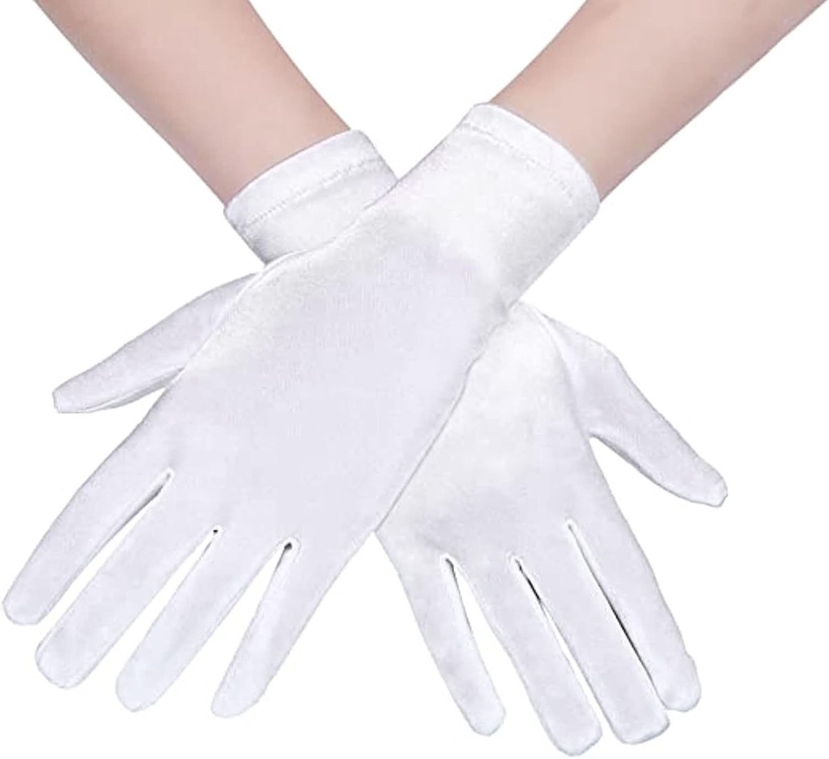 Korte Satijnen Handschoenen tot de Pols voor Avondkleding, Bruiloften en Feestjes - Vintage Formele Kostuumaccessoires voor Dames