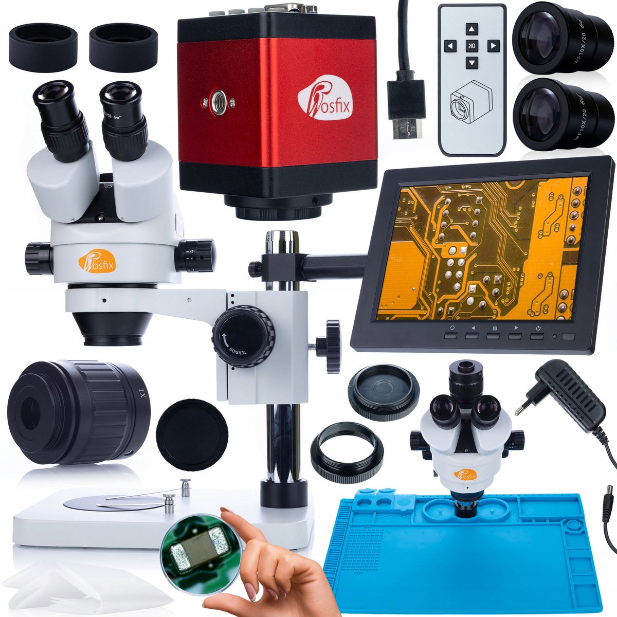 Rosfix Microscoop Trinokulair Mercury Pro - Draco Camera 2MP HDMI/VGA - 8" Scherm