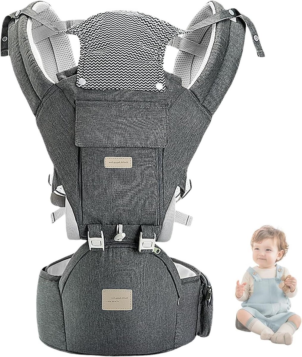 Baby Draagzak - Draagzak baby - Reizen met baby - Ergonomische M-zit - 3.5-20 kg - Grijs