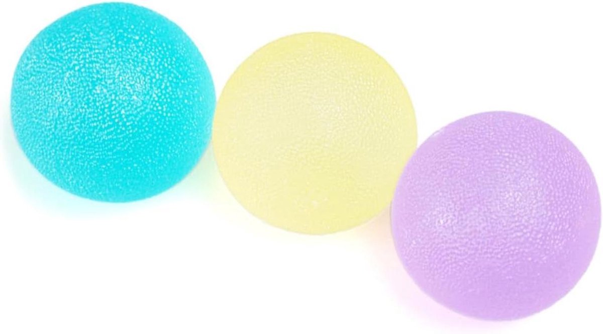 Hand Trainerset - Stressbal Hand Oefenbal - Spierontspanning Oefenen - Scheurvast Materiaal - 5.3 cm - Paars Geel Blauw