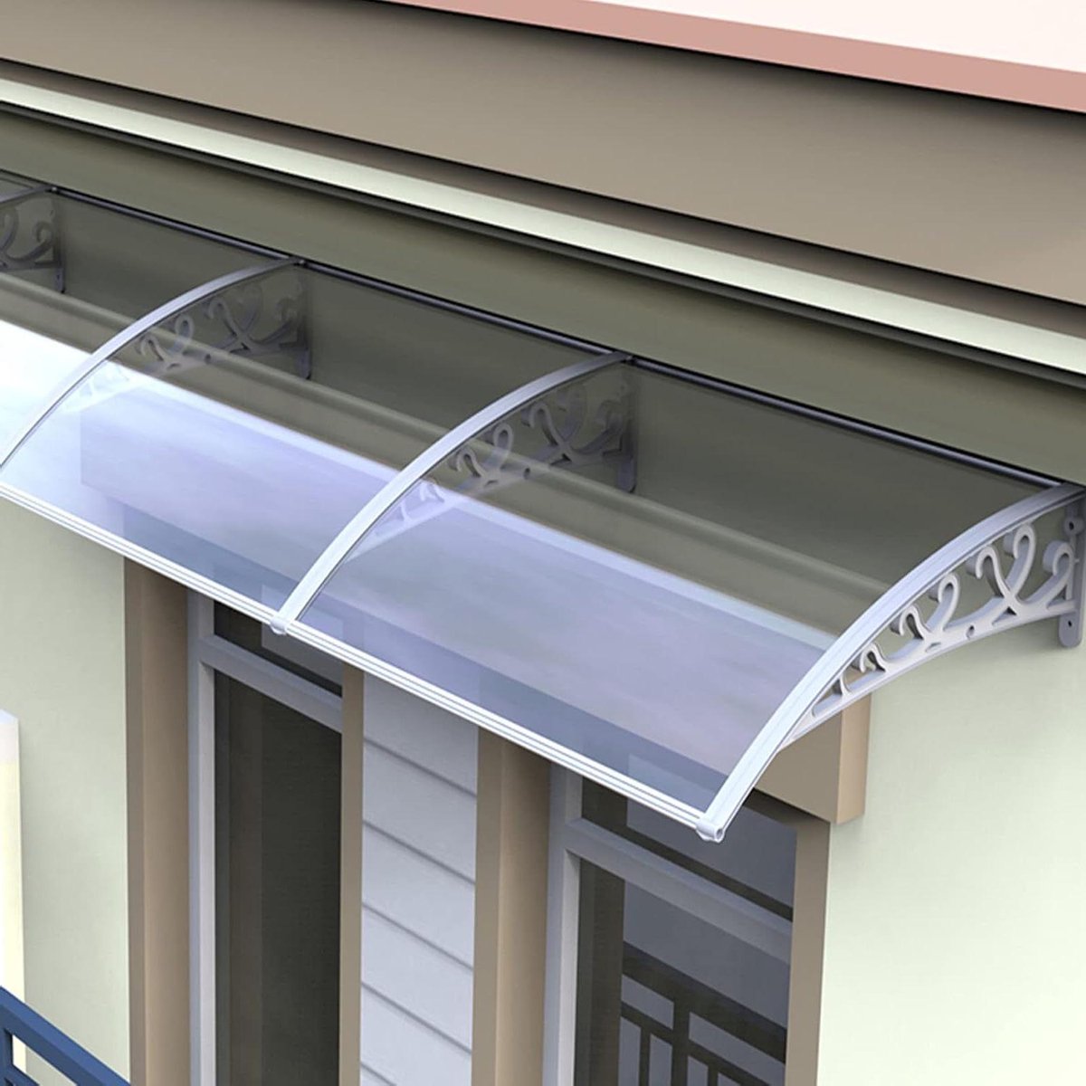 Deurluifel Aluminium - Afdak Voordeur - Bescherming Buiten - Onbreekbaar Polycarbonaat - 80x190cm - Helder