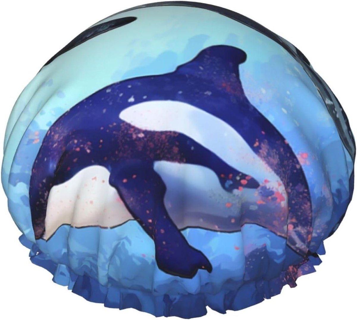 Douchemuts Waterdicht - Haarhoes Badmuts - Haar Beschermen - Dubbele Laag - One Size - Orca Print