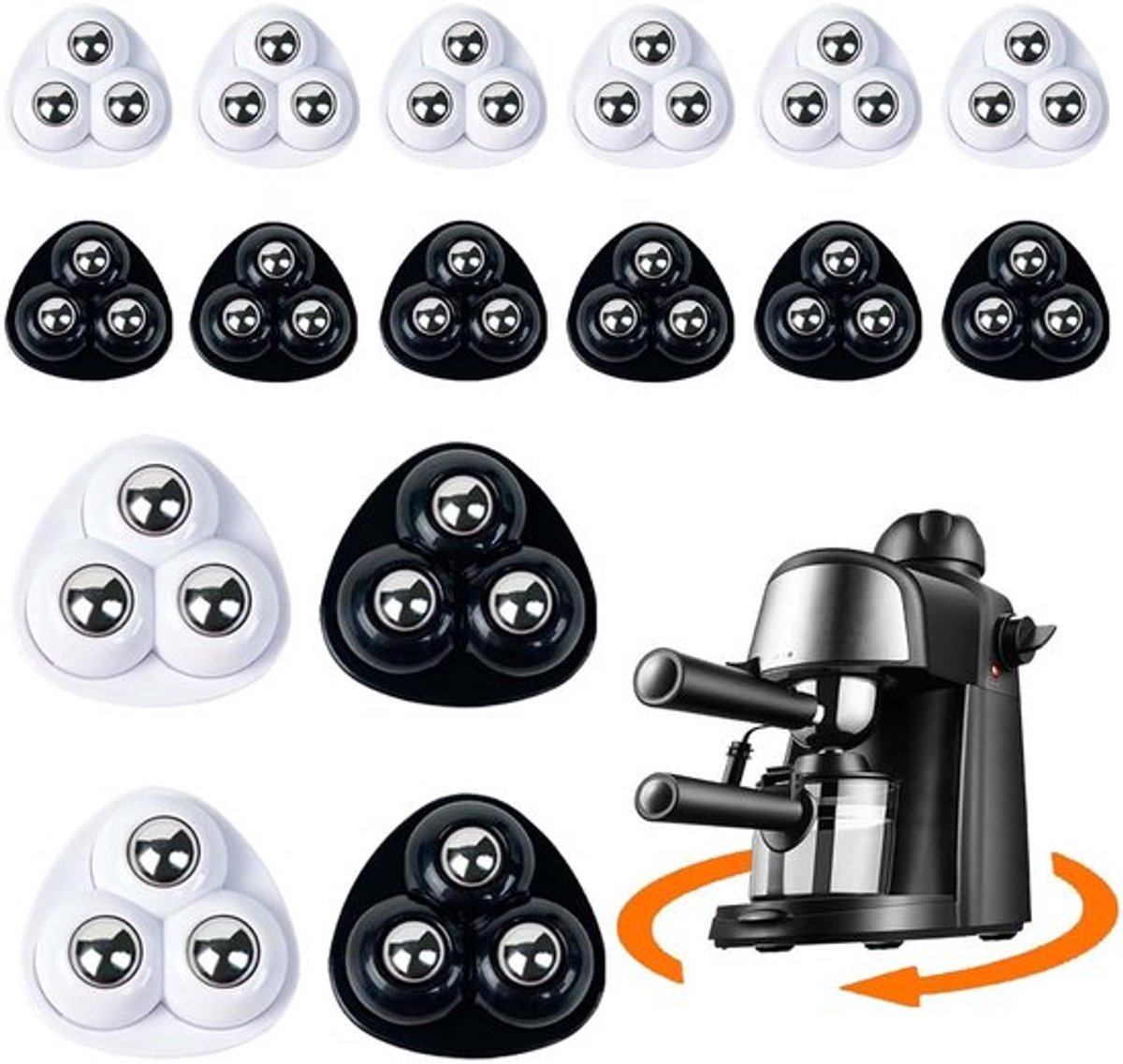 Meubelwielen 360° - Zelfklevende Mini Ballenwielen - Set van 24 - Zwenkwielen - Geschikt voor Glad oppervlak - Sterk en Duurzaam - Meubelrollen