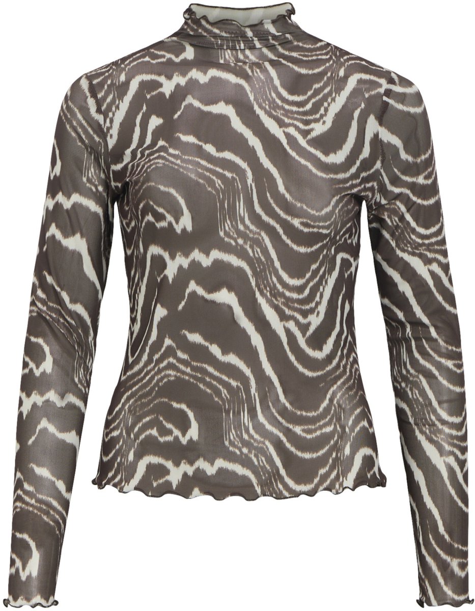 Object Top Objnela Ls O-neck Mesh Top Rep 23046001 Seal Brown/birch Dames Maat - L