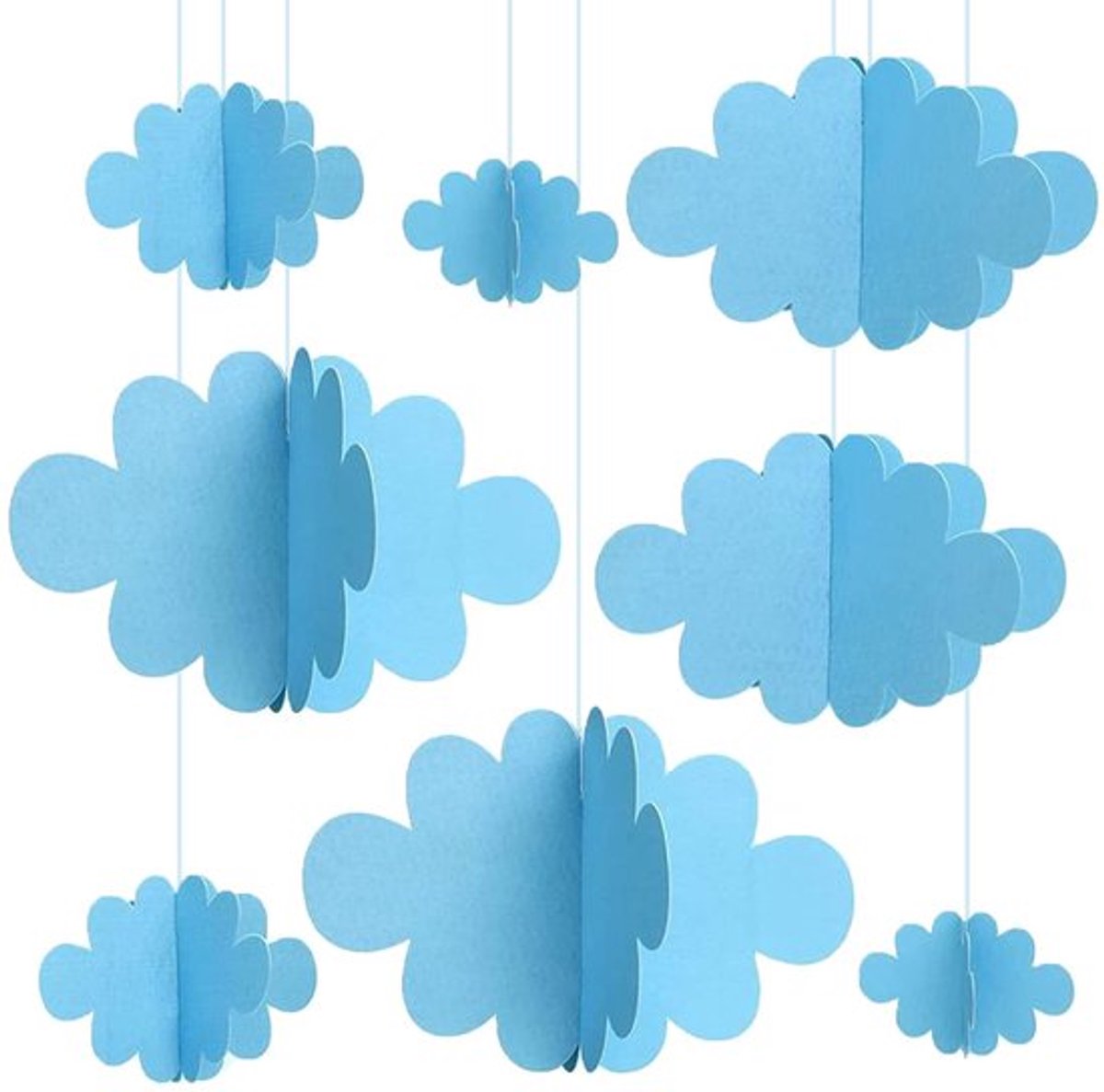 Nepwolken Set van 16 - 3D Wolken Decoraties - Kunstmatige Wolken - Plafonddecoraties - Vilt - Afmetingen tot 28 x 18 cm - Plafonddecoratie