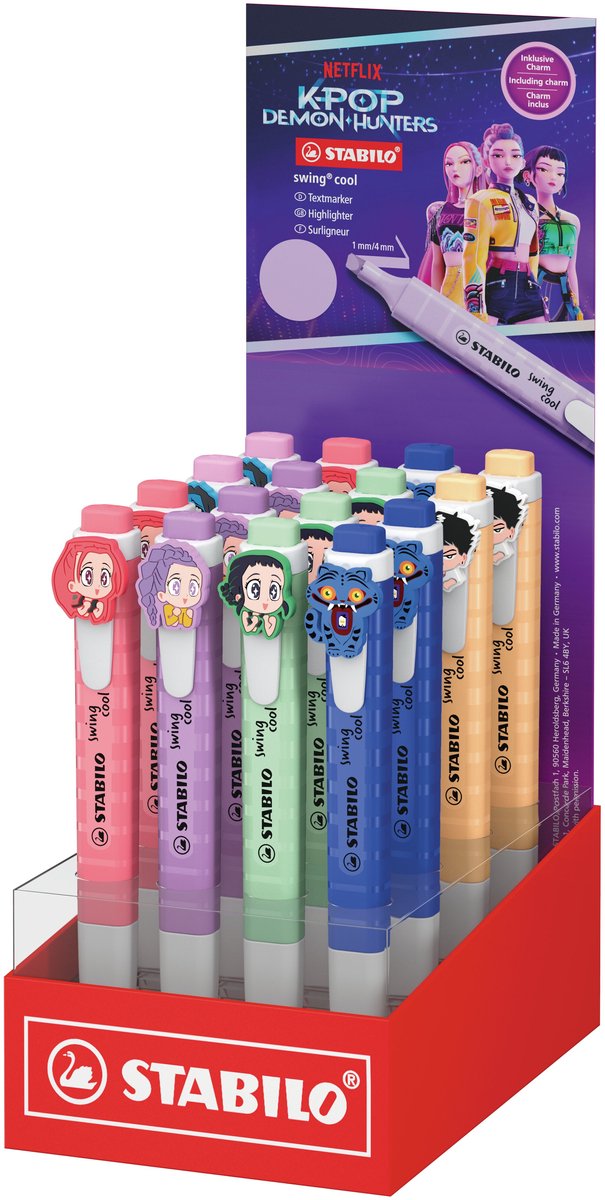 STABILO x KPop Demon Hunters swing cool - Markeerstift + KPop Charm - Display 16 Stuks
