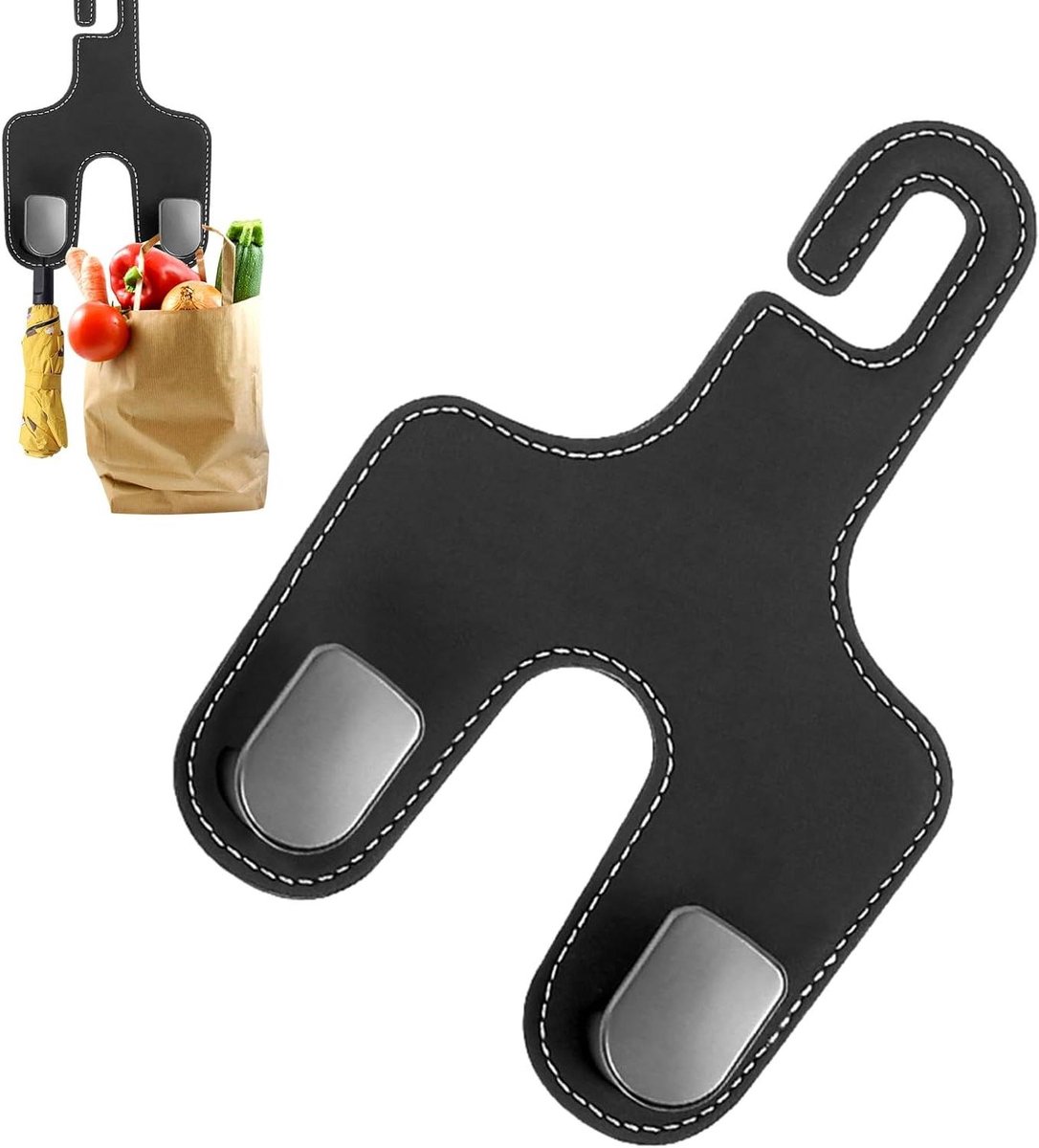 Autohaken Hoofdsteun - Stoel Organizer - Auto Organiseren - Draaiend Ontwerp - 17.1cm - Zwart