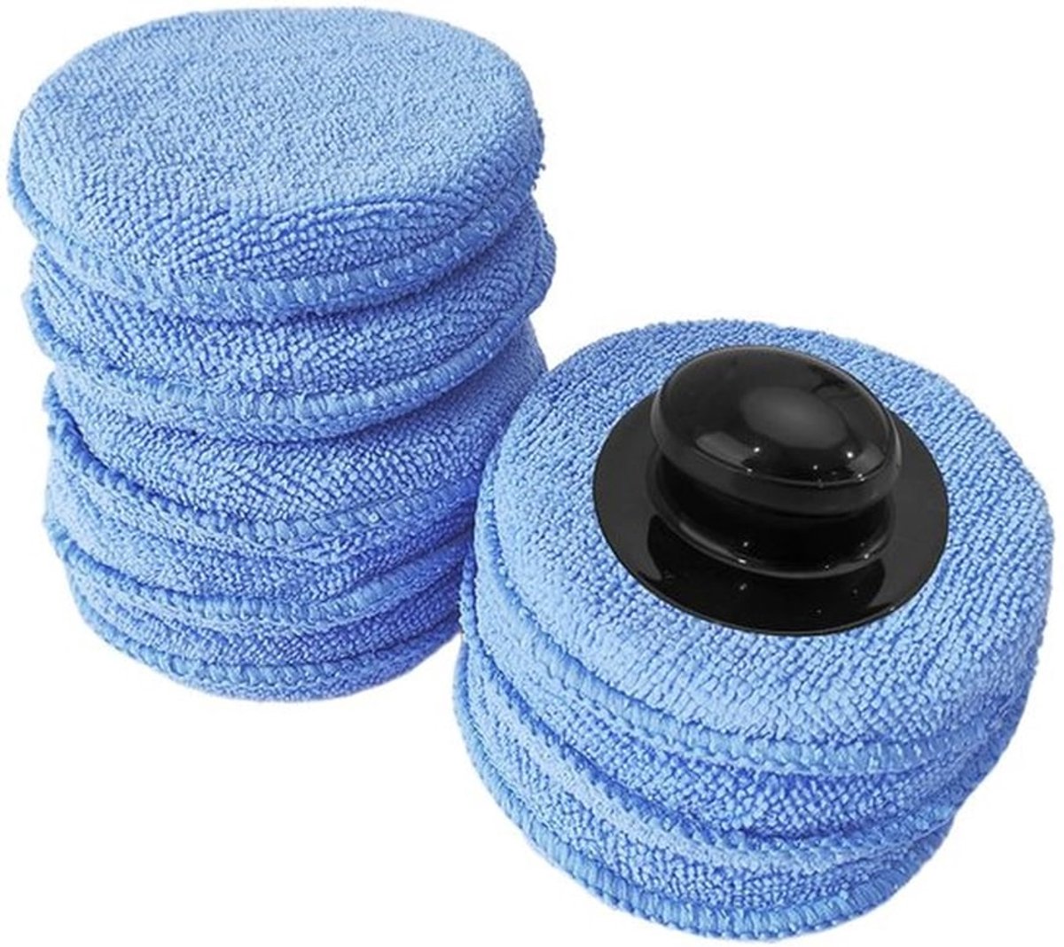 Sponspads 8 stuks - Gewaxte Ronde Cake - Microvezel Polijstpads - Autopolijstpads - Handvat - Zacht en Duurzaam