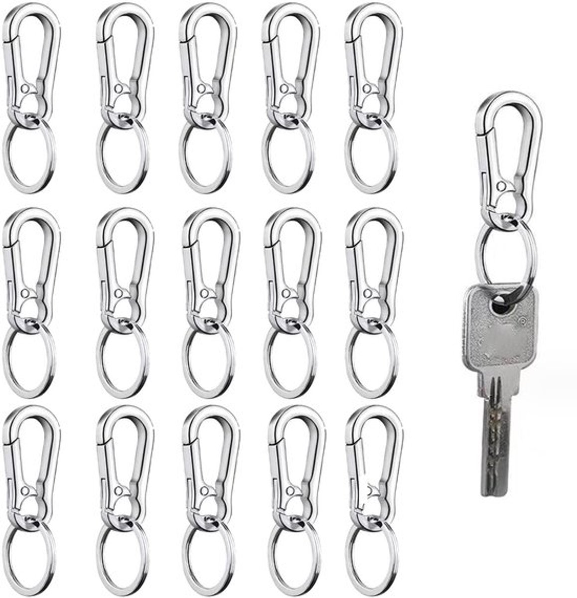 Sleutelhanger Ringen - Sleutelhanger Auto - Sleutelhanger Karabijnhaak - 15 Stuks - Lichtgewicht - Slijtvast en Corrosiebestendig - Sleutelhanger Ring