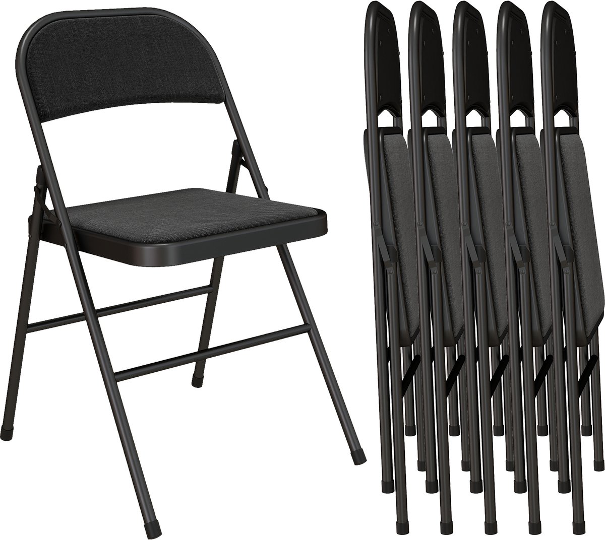 set van 6 klapstoelen - metalen frame met PVC - beklede zitting - kampeerstoel - opvouwbare ergonomische balkonstoel
