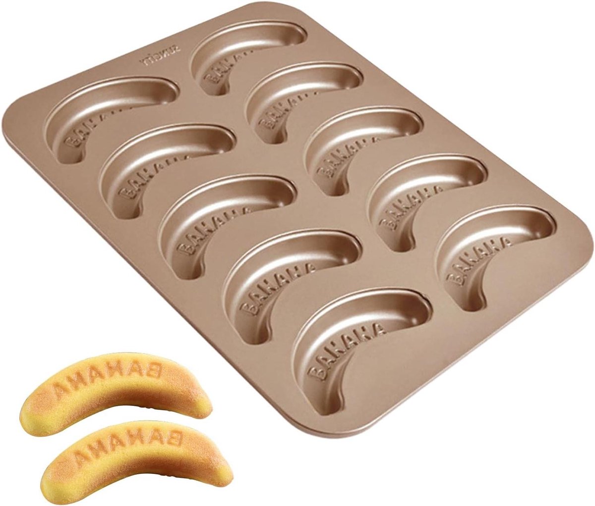 Taartvormpjes Bananenbrood - Bakvorm Fruit - Bakken van Gebak - Unieke Bananen Vorm - 10 Holtes - Zwart