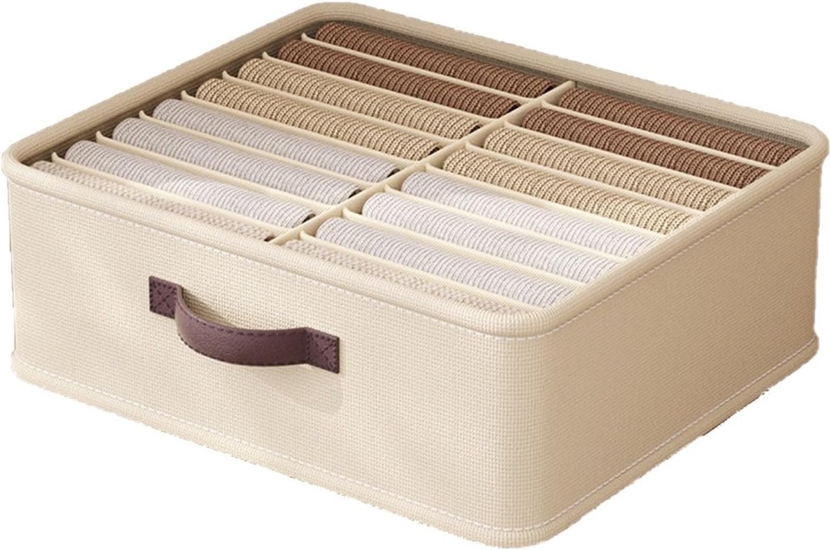 KZQ Ruimtebesparende Kledingorganizer Met Pp-Plaat Voor Kast En Laden, Beige, 47x40x17 Cm, Geschikt Voor Jeans En Opbergdozen