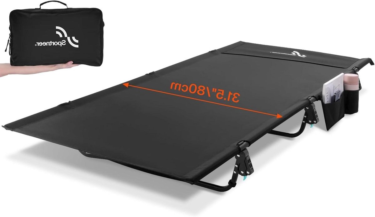 Reisbed Volwassenen - Campingbed Logeerbed - Outdoor Slapen - Inklapbaar Aluminium Frame - Tot 150 kg - Antraciet