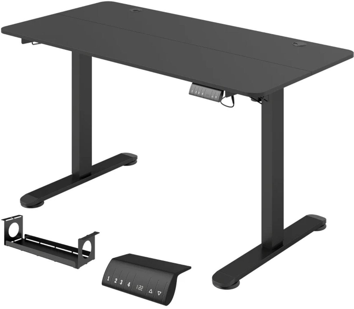 Zit-sta Bureau - Elektrisch Verstelbaar - In Hoogte Verstelbaar 72-116 cm - 4 Geheugen Standen - Anti-botsings- en Oververhittingsbeveiliging - Computerbureau - Computer Tafel - Bureautafel - Desk - Game Bureau - Zwart