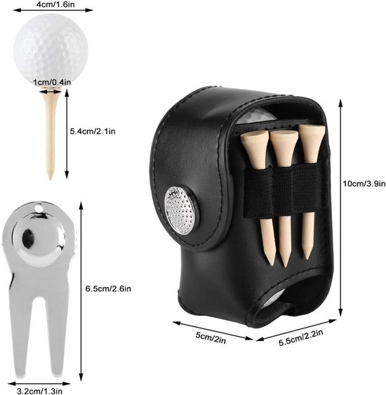 Golf Ball Tas met Clip - Handige Houder voor Golfballen en Tees - Ideaal voor Golfuitrusting en Accessoires (Kleur: Zwart) van GOLF — afbeelding 3