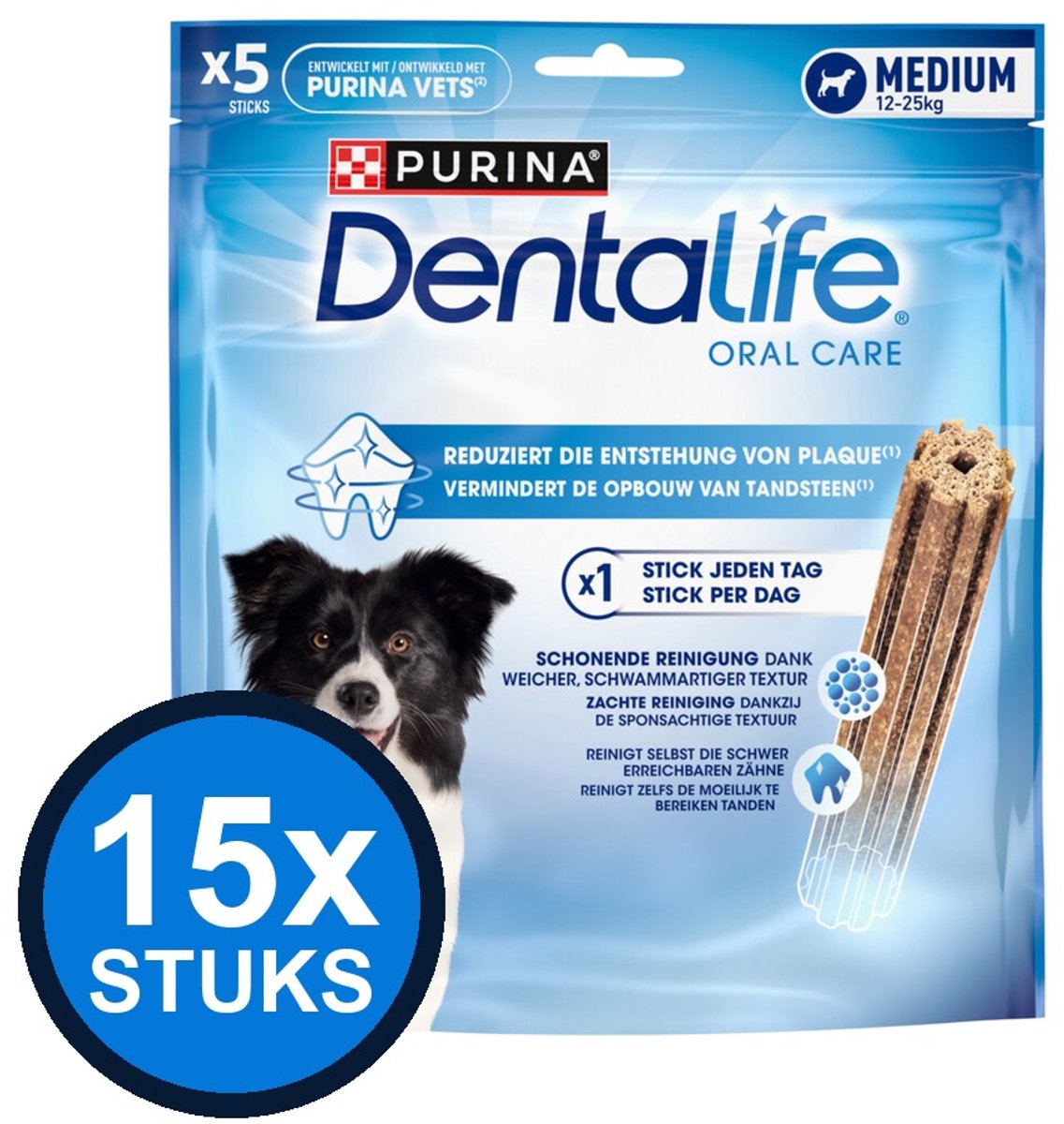 15x Dentalife - Medium Hondensnack - Hondenvoer Snacks - 115 g