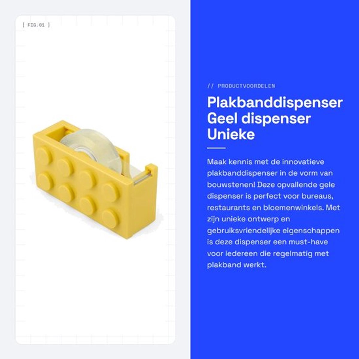 Plakbanddispenser Geel - Tape Dispenser - Snel Snijden - Draagbaar - Polypropeen - Unieke Vorm - Plakbandhouder