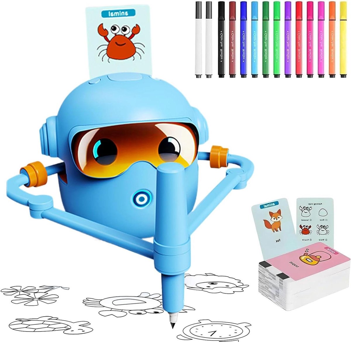 Tekening Robot - Tekenmachine Kunst - Kinderen Leren Tekenen - Interactief met 100 Kaarten