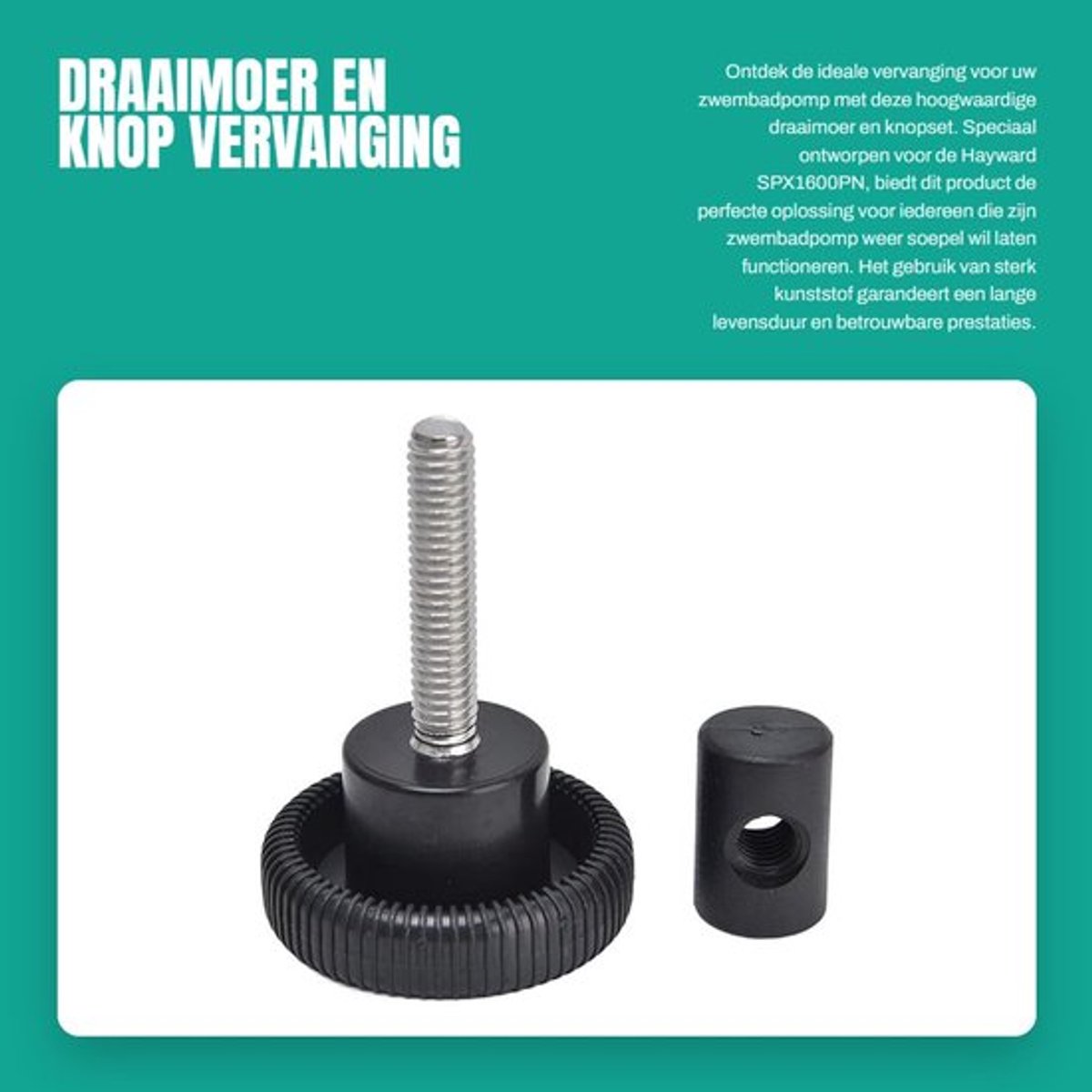 Zwembadpompdekselknop Klemhandknopvervanging - Wartelmoer - Kunststof - Voor Hayward SPX1600PN - Draadmaat 7 mm - Duurzaam en eenvoudig te installeren - Zwembadaccessoire