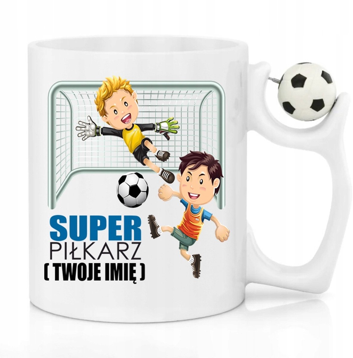 Merkloze Mok met Voetbal in Handvat - Cadeau voor Voetbalfan