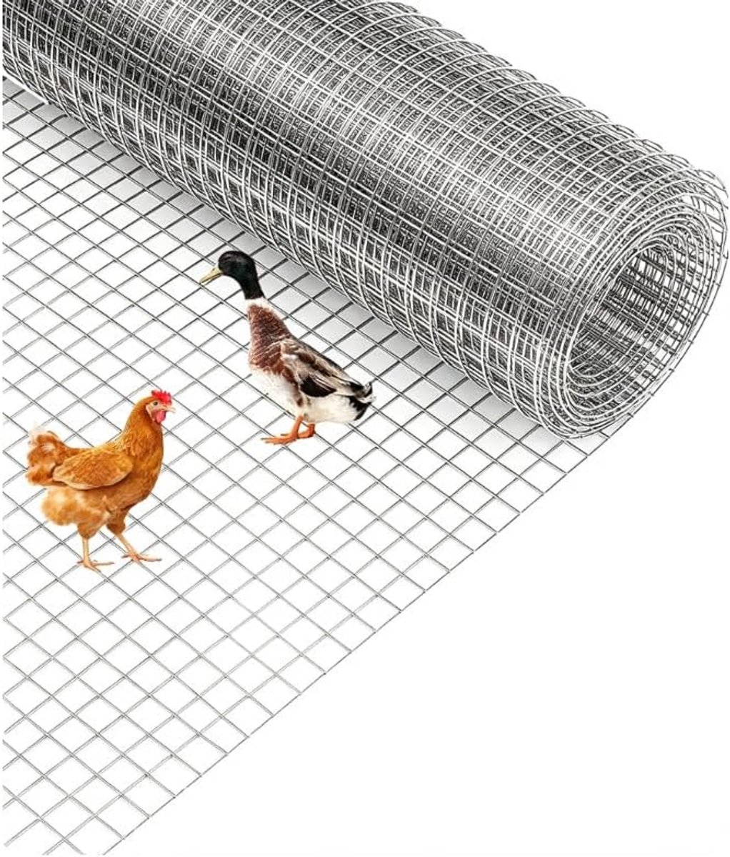 Zilver Puntlasgaas Rol 91 cm x 30,5 m – Maaswijdte 12,7 mm (1/2 inch) – Thermisch Verzinkt & PVC Gecoat – 19 Gauge Staaldraad – Tuingaas voor Kippenren, Konijnenhok en Moestuin – Roofdierbestendig