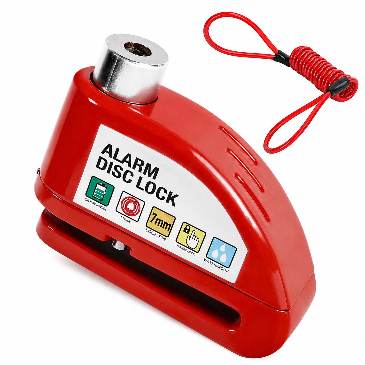 Home & Marker – Alarmschijfremslot met Alarm 110 dB – Motorslot & Scooterslot – Waterdicht Remschijfslot voor Motor, Scooter & Fiets – Rood – ALERTOLOCK