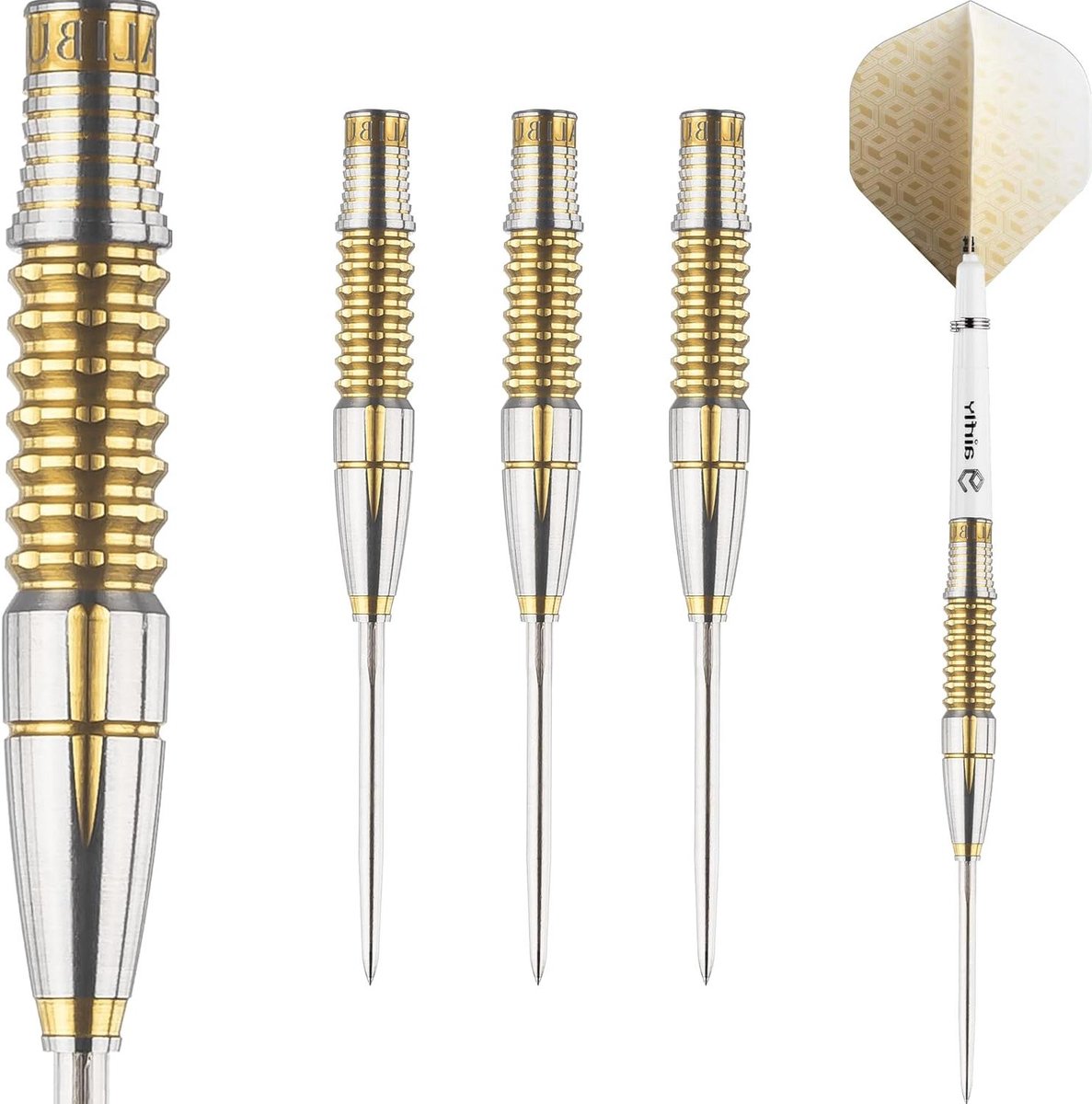 Caliburn Spelers Darts - Stalen Tip Dartset - Precisie Werpen - 90% Tungsten Vat - 23 g - Goud