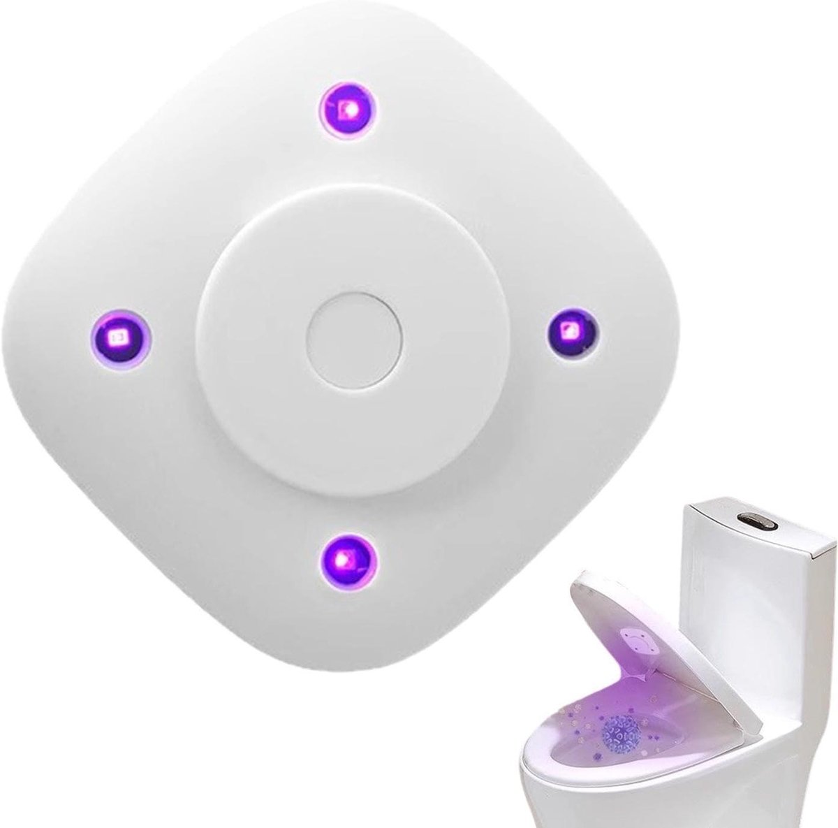 Toilet Bewegingssensor Verlichting - Nachtlamp Toilet WC Lamp - Hygiënisch Werken - Zelfklevend - 9x9x3.4 cm - Wit
