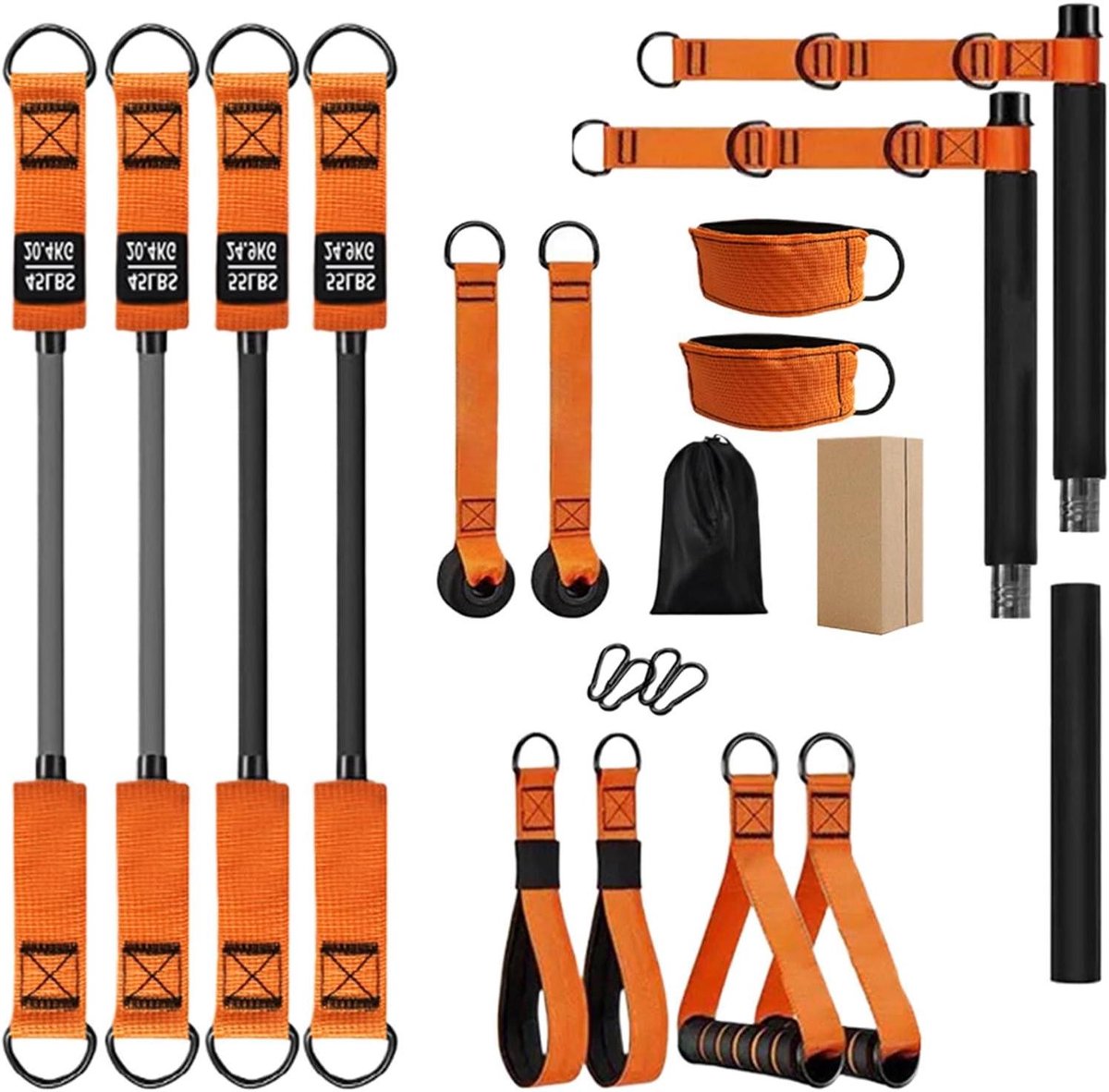 Pilates Bar Kit - Fitness Set - Full Body Workout - Gefaseerde Weerstandscontrole - 39 x 17 x 12 cm