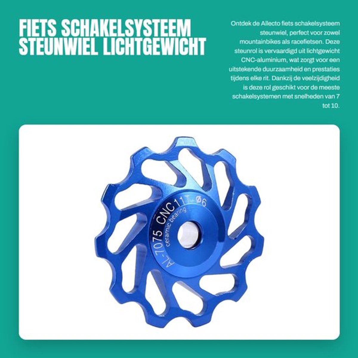 Geleidingsrol Lichtgewicht - Fietssteunwiel Duurzaam - Schakelsysteem 7/8/9/10 - Keramiek - Roestvrij - Glad Kogellagers - Schakelwiel