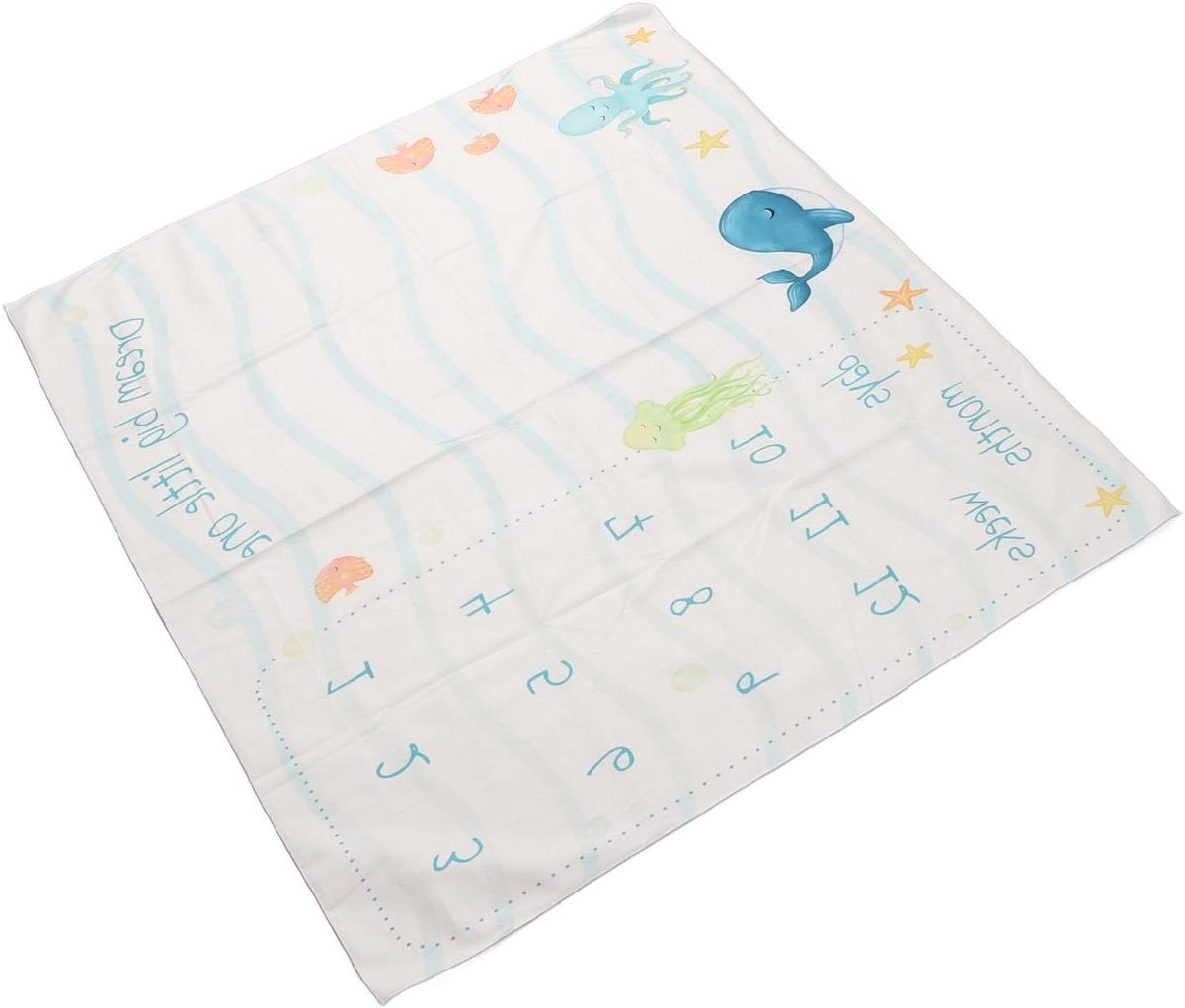 Baby Milestone Deken - Baby Foto Deken - Maandelijkse Groei Vastleggen - Maritiem Thema - 100 x 100 cm - Blauw