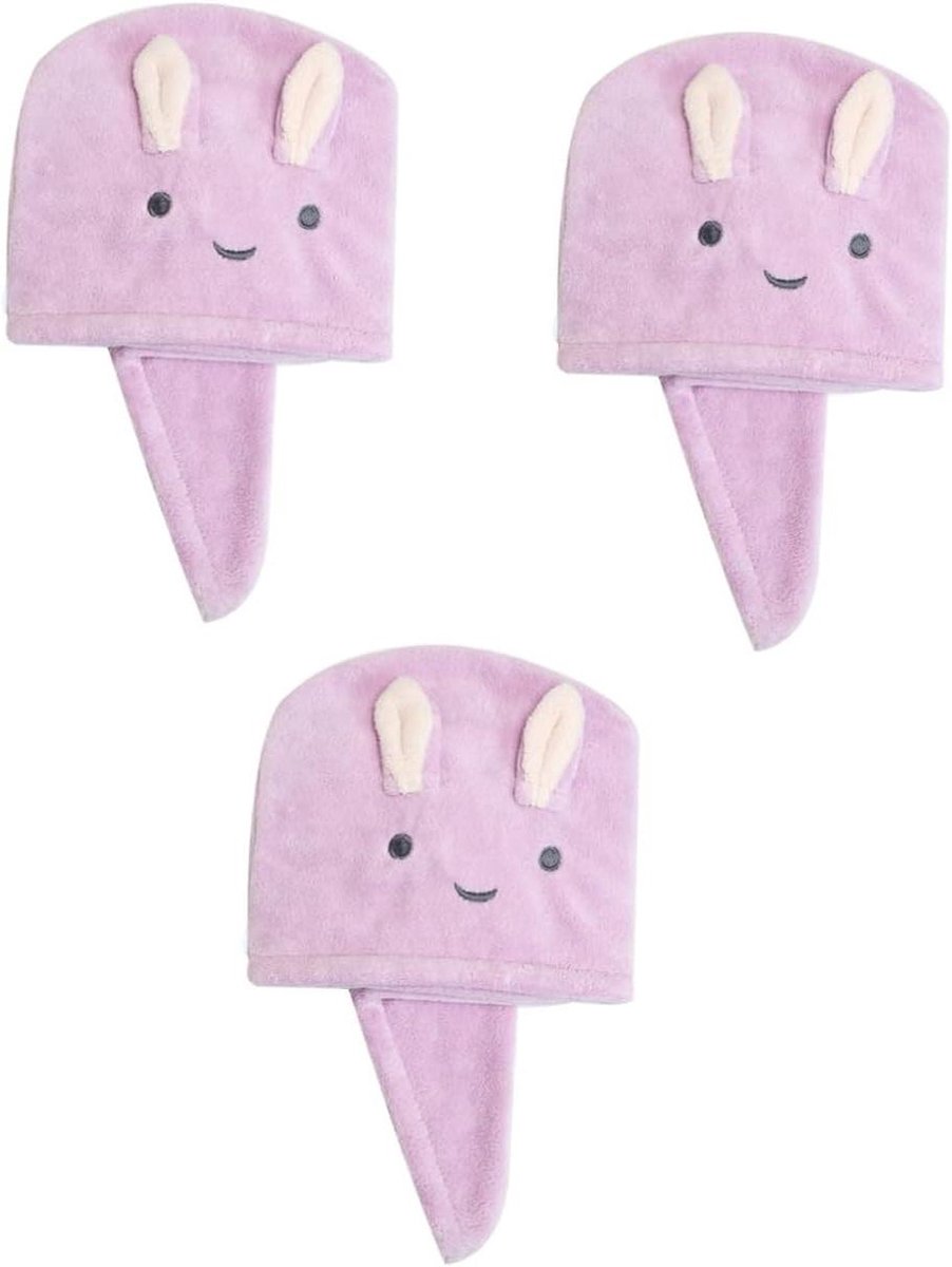 Haar Handdoek Wikkel - Haar Tulband Droogkap - Haar Drogen - Super Absorberend Koraalvlies - 65x25cm - Lavendel