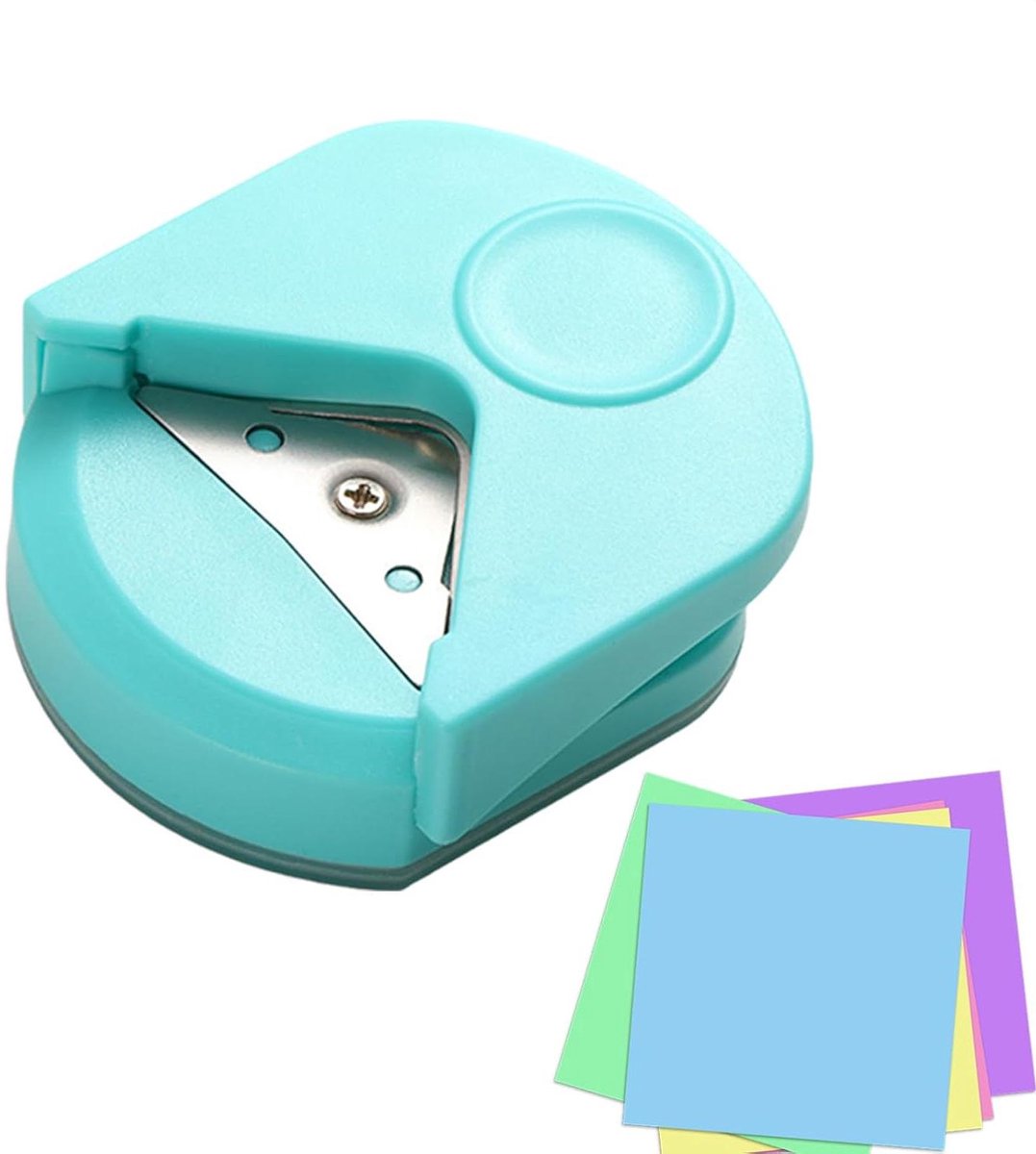 Hoekpons - Papierpons Rond - Kaarten Maken - Ingebouwde Afvalbak - 4mm Radius - Blauw