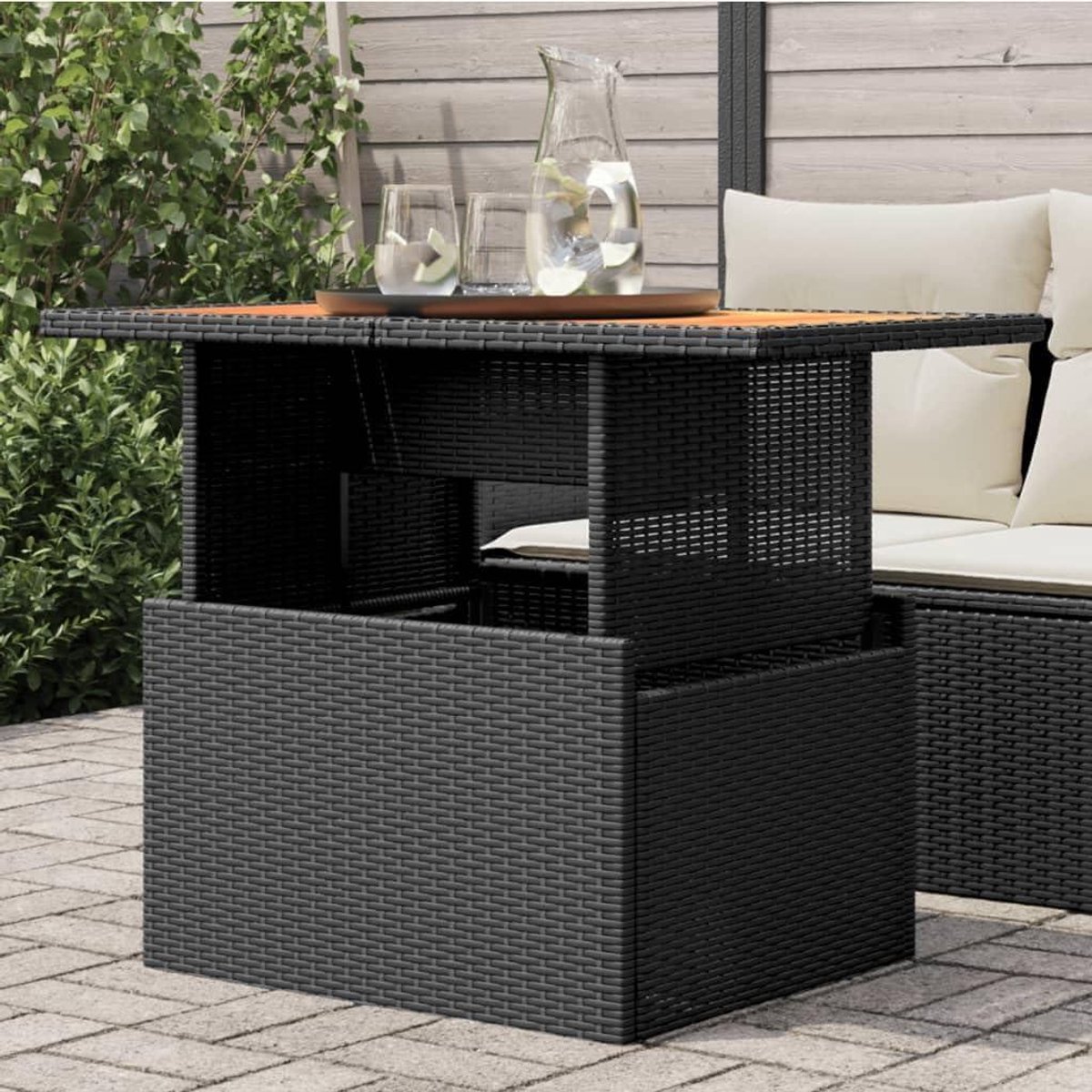 Tuintafel - Buitenmeubel Terrastafel - Buiten Ontspannen - Verstelbaar Tafelblad - 100 x 55 x 73 cm - Zwart