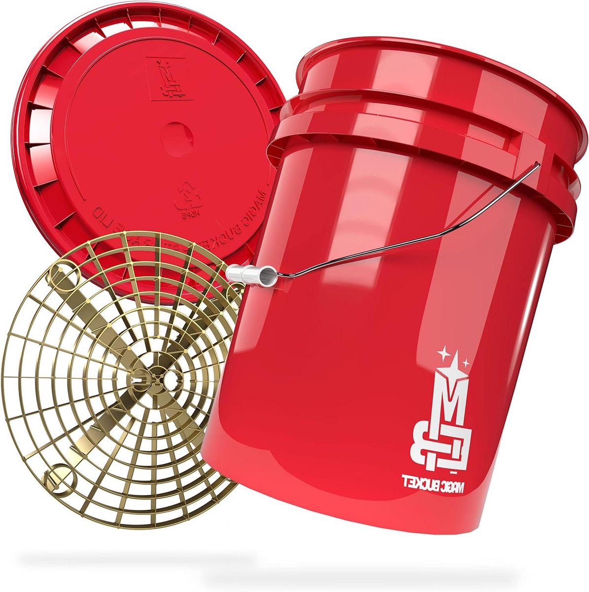Wasemmer Set - Autowasemmer Schoonmaakemmer - Auto Reinigen - Met Grit Guard Inzetstuk - 20 Liter - Rood