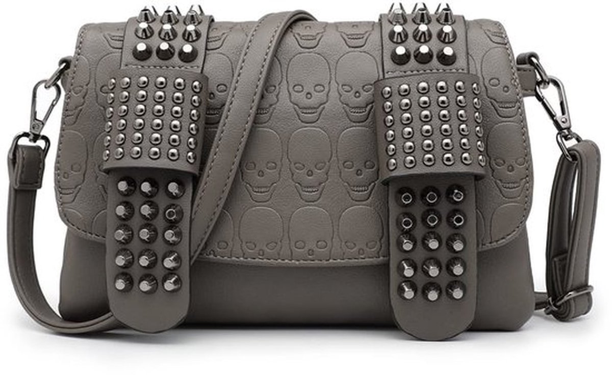 Vrouwen Gothic Punk Schedel Handtas - Klinknagel Studded Crossbody Tas