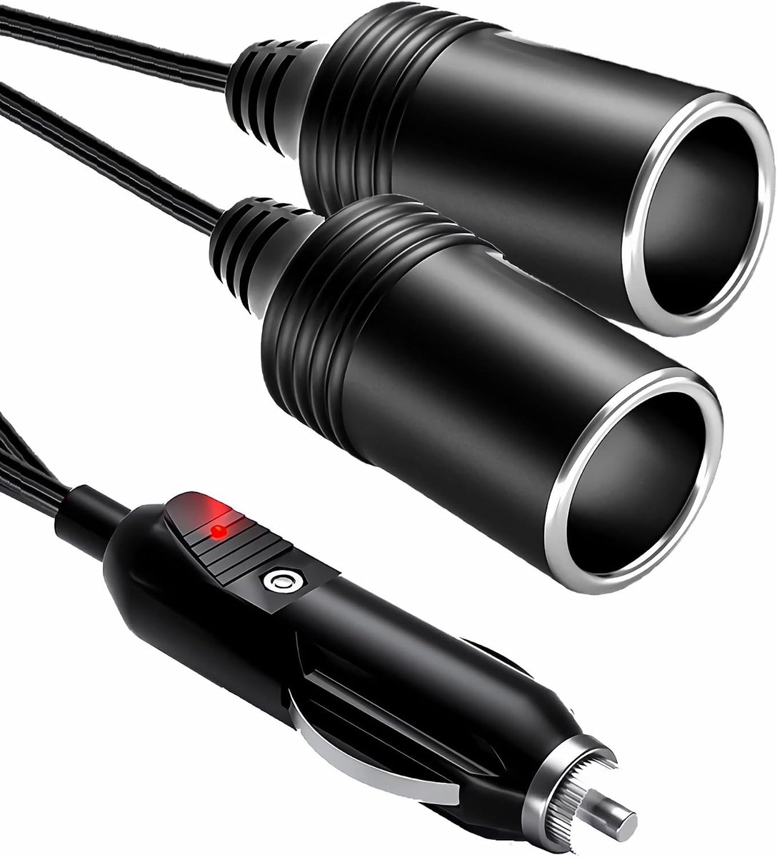 Auto Sigarettenaansteker Adapter - Zwart - Dubbele Splitter met USB - Voor 12V/24V Voertuigen